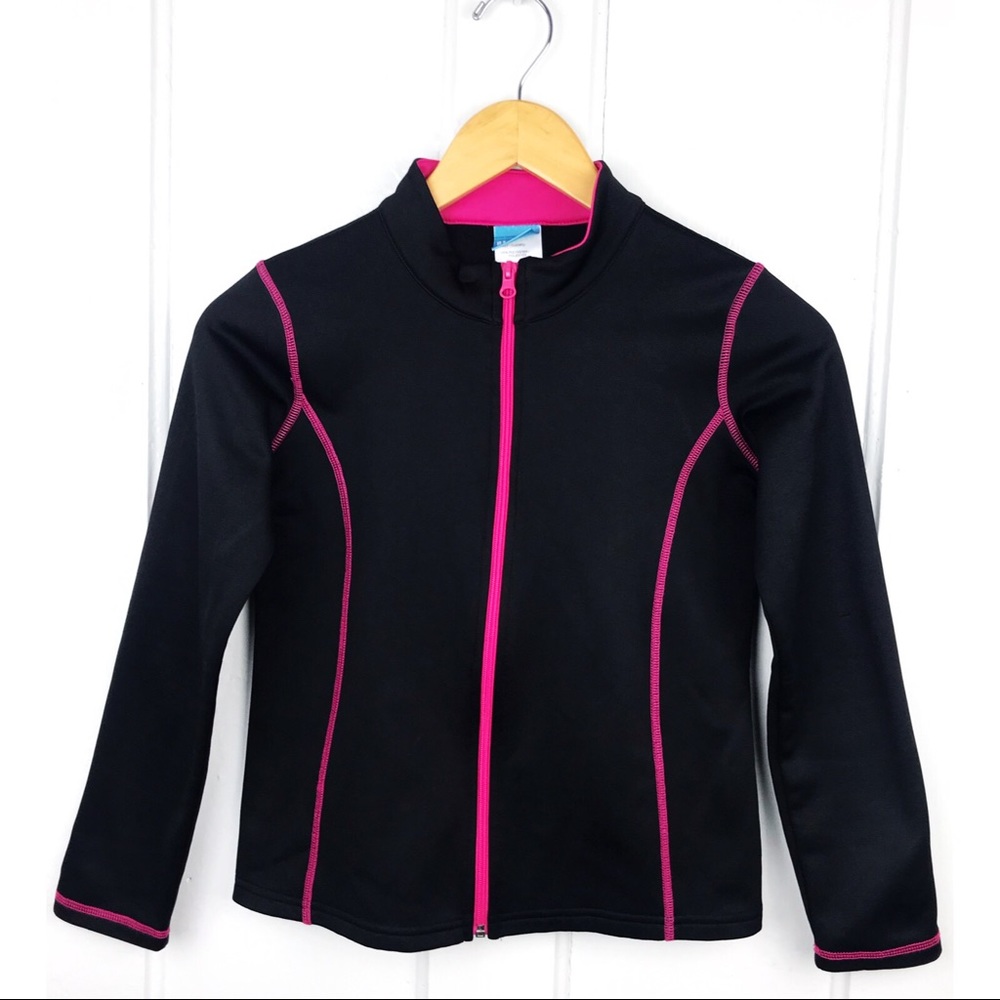 Rainbeau : girl’s size L : Pink & Black Casual Fleece kids Track workout Jacket